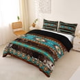 thumbnail image 2 of jejeloiu Southwestern Geometric Bedding,Cowhide Pattern Duvet Cover Full For Boys,Turquoise Brown,Black Reversible,3 Pieces,1 Duvet Cover and 2 Pillowcases, 2 of 6