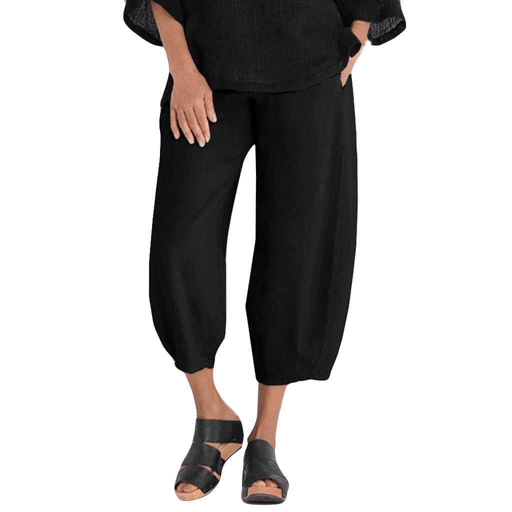 CZHJS Women's Solid Color Crop Pants Clearance Fashion Comfy