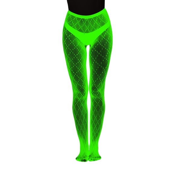 Aocisk Bas Résille Phosphorescents avec Motif Rayé Lumineux Collants pour Femmes pour Fête Nocturne Rouge Taille Unique