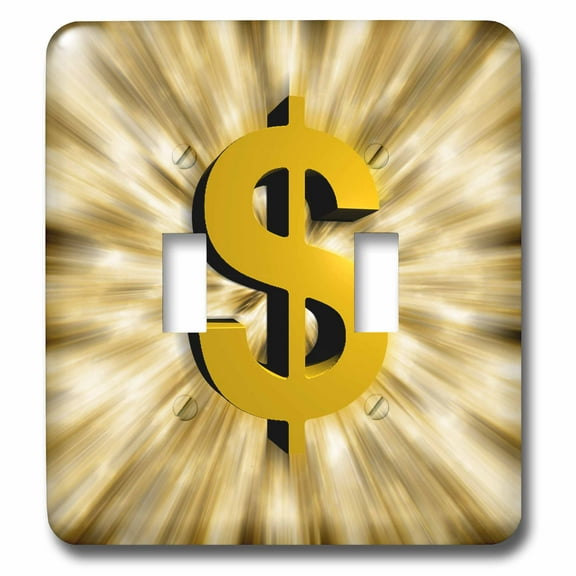 3dRose, Dollar Sign features a large golden dollar sign with bursting graphic design effects, double toggle switch
