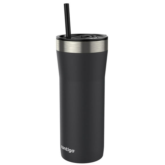 Contigo Streeterville Stainless Steel Tumbler with Plastic Straw and Splash-Proof Lid, 32 oz (946 mL), Licorice