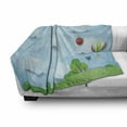 thumbnail image 3 of Cartoon Soft Flannel Fleece Throw Blanket, Themed Balloons Clouds and Stars on the Hills Style Design, Cozy Plush for Indoor and Outdoor Use, 50" x 60", Multicolor, by Ambesonne, 3 of 6