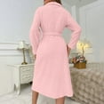 thumbnail image 6 of Aboser Womens Shawl Collar Robes Fuzzy Fleece Winter Bathrobes Warm Soft Midi Length Sleepwear Comfy Long Sleeve Nightgowns with Pockets Pink L, 6 of 6