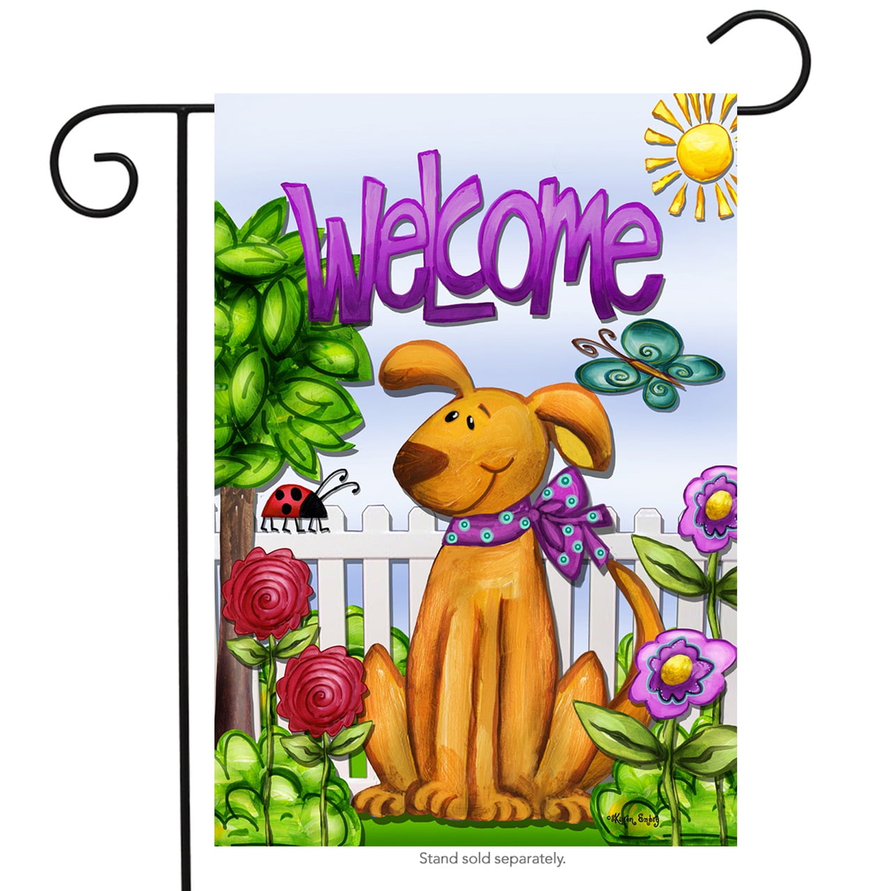 Download Welcome Dog Spring Garden Flag Cute Pets Flowers Butterfly ...