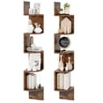 thumbnail image 1 of Patiojoy 2pcs 5-Tier Corner Shelf Wall Mount Floating Corner Bookshelf Industrial Corner Ladder Shelf Coffee, 1 of 9