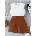 thumbnail image 3 of Little Girls Summer Shorts Sets White Sleeveless Tank Top PU Leather Shorts Sets, 3 of 10