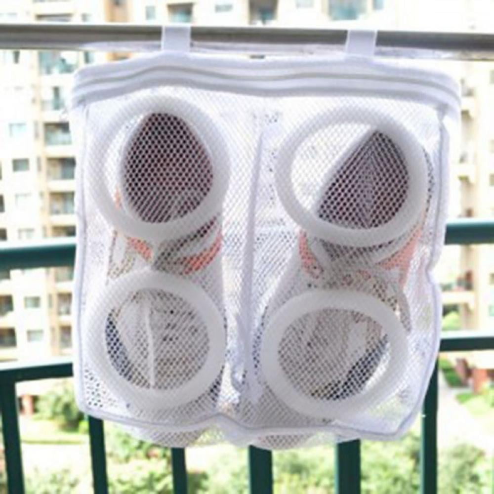 2pcs Laundry Bag Shoes Washing Drying Separated Mesh Sneakers Protective Pouch 