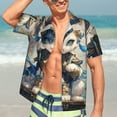 thumbnail image 7 of Pofeuu Exotic Blue Cat Print Hawaiian Shirt for Men Sleeves Casual Button Down Summer Beach Dress Shirts T-Shirts,XX-Large, 7 of 7