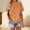 Orange 1, variant on Women Gingham Short Sleeve Linen Tops Casual Loose Crew Neck Plaid Shirts Beach Baggy Summer Boho Blouses Brown L