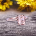 thumbnail image 2 of 1.50 Carat 7x5mm Emerald Cut Morganite Engagement Ring Custom Ring 10K Morganite Rose gold Ring, 2 of 5
