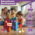 thumbnail image 4 of 200-Piece Magnetic Blocks Set with Light-Up Accent Cubes, 22 Textured Designs, Fantasy STEM Building Toy, 0.8-Inch Mini Blocks, Ages 3+, 4 of 6