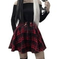 thumbnail image 2 of XINQIHANG Women's High Waist Drawstring Plaid Ruffle Versatile Pleated A Line Short Skirt, 2 of 7