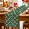 thumbnail image 5 of Dark Green Moroccan Table Runner 120 Inches, Middle Century Quatrefoil Plaid Art Bed Runner Dresser Scarves Tabletop for Indoor Outdoor Parties/Ceremony/Banquet, 13"x 120", 5 of 8