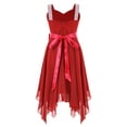 thumbnail image 2 of iEFiEL Girls Chiffon Shiny Sequin Bowknot Birthday Party Dress Asymmetrical Hem Prom Wedding Flower Girls Dress Burgundy 14, 2 of 7