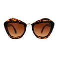 thumbnail image 2 of Womens Angry Eyebrow Line Exposed Lens Cat Eye Sunglasses Tortoise Brown, 2 of 4