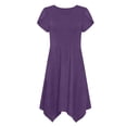 thumbnail image 6 of Guieoi Womens Dresses Plus Size 2026 New Trendy Summer Round Neck Short Sleeve Ruffled Sleeve Asymmetric Hem Dress Purple XL, 6 of 6