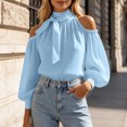 thumbnail image 2 of jjayotai Womens Tops Dressy Casual Cold Shoulder Ruffle Collar Blouses Fall Fashion Shirts for Work, 2 of 6