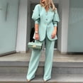 thumbnail image 3 of AURA Women Elegant Work Set Lantern Sleeve Top Pants Casual Office Outfit Loose Fit, 3 of 5