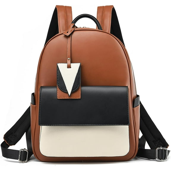 MMYGU Fashion Backpack for Women Anti Theft Medium Purse Backpack with Secured Zipper PU Leather Travel Backpack Brown