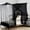 Black-1 Opening, variant on 8 Corner Bed Canopy with 100 LED Star String Lights Battery Operated, Black Bed Netting Unique Style 4 Door Square Canopy Bed Curtains Canopy - Suggested for Twin Full Queen King Bed