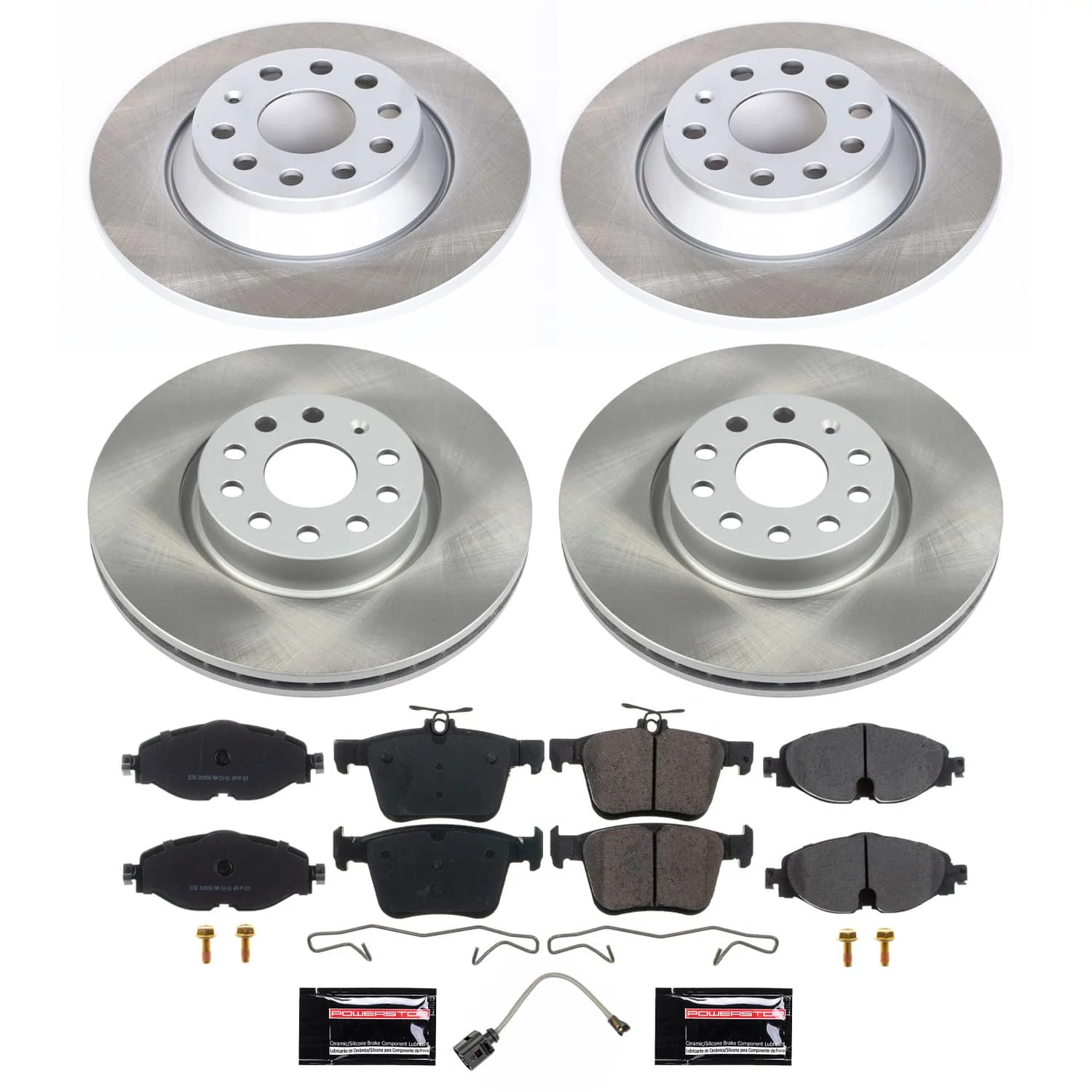 PowerStop Front and Rear Semi-Coated Rotor and Low-Dust Ceramic Brake Pad Kit SC7278