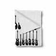 thumbnail image 2 of Guitar Soft Flannel Fleece Blanket, Various Shapes of Elements Horizontally Arranged on a Plain Background, Cozy Plush for Indoor and Outdoor Use, 50" x 70", Charcoal Grey and White, by Ambesonne, 2 of 6