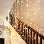 TORCHSTAR Extendable LED Christmas String Lights for Bedroom, 9.8ft x 9.8ft 320 LEDs, Warm White