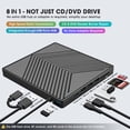 thumbnail image 2 of Unidad externa de CD y DVD ROOFULL USB 3.0 con 4 puertos USB para ordenador portátil, 2 of 7