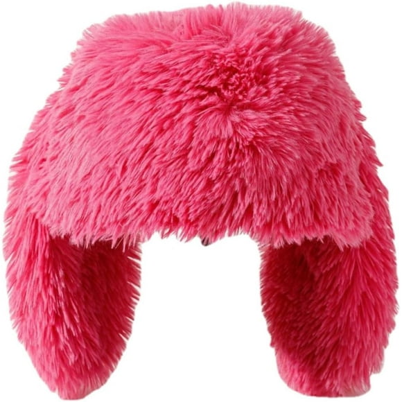 Zhengup Bunny Beanie Ears Hat for Women Cute Fuzzy Hats Winter Warm Fluffy Furry Plush Faux Fur Slouchy Cap Y2k Fashion