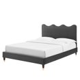 thumbnail image 1 of Platform Bed Frame, Twin Size, Charcoal Grey Gray, Velvet, Modern Contemporary, Bedroom Master Guest Suite Room, 1 of 10