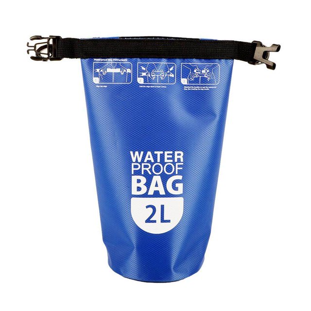 Sac Étanche 2L Sac de Plage Pochette Étanche pour Rafting Canoë Plongée Bleu