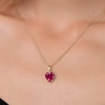 thumbnail image 3 of Gem Stone King 14K Yellow Gold Red Created Ruby Pendant Necklace for Women | 1.70 Cttw | Gemstone July Birthstone | Heart Shape 8MM | With 18 inch Chain, 3 of 6