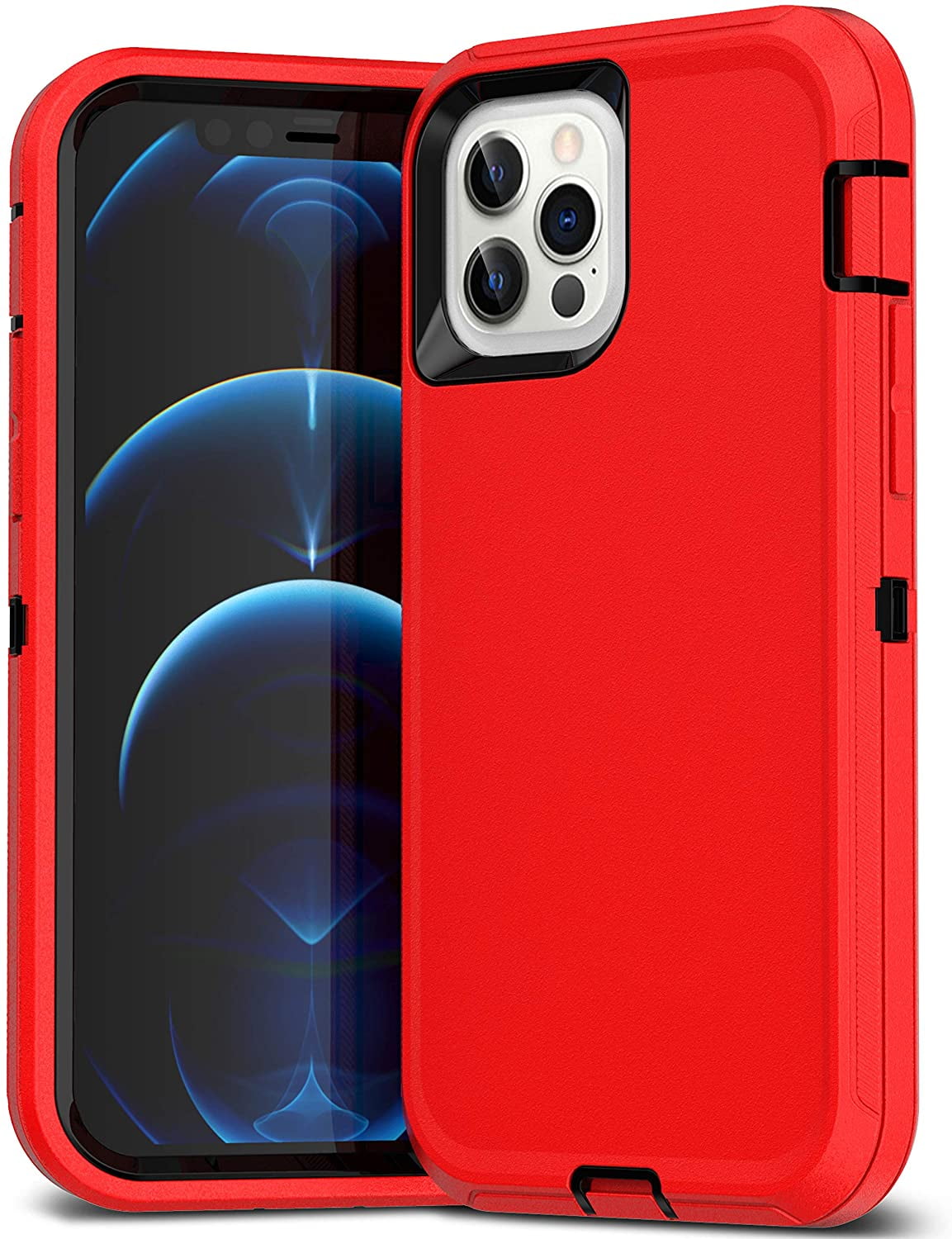 Iphone 12 Pro Max Heavy Duty Defender Case Red 3 Layer Shock Absorbent Durable Case Compatible For Iphone 12 Pro Max 6 7 Inch Walmart Com