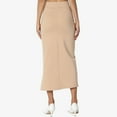 thumbnail image 5 of VUPSGEZ Women's S~3X Side Slit Ponte Knit High Waist Mid Calf Long Pencil Skirt (Beige,XL), 5 of 6