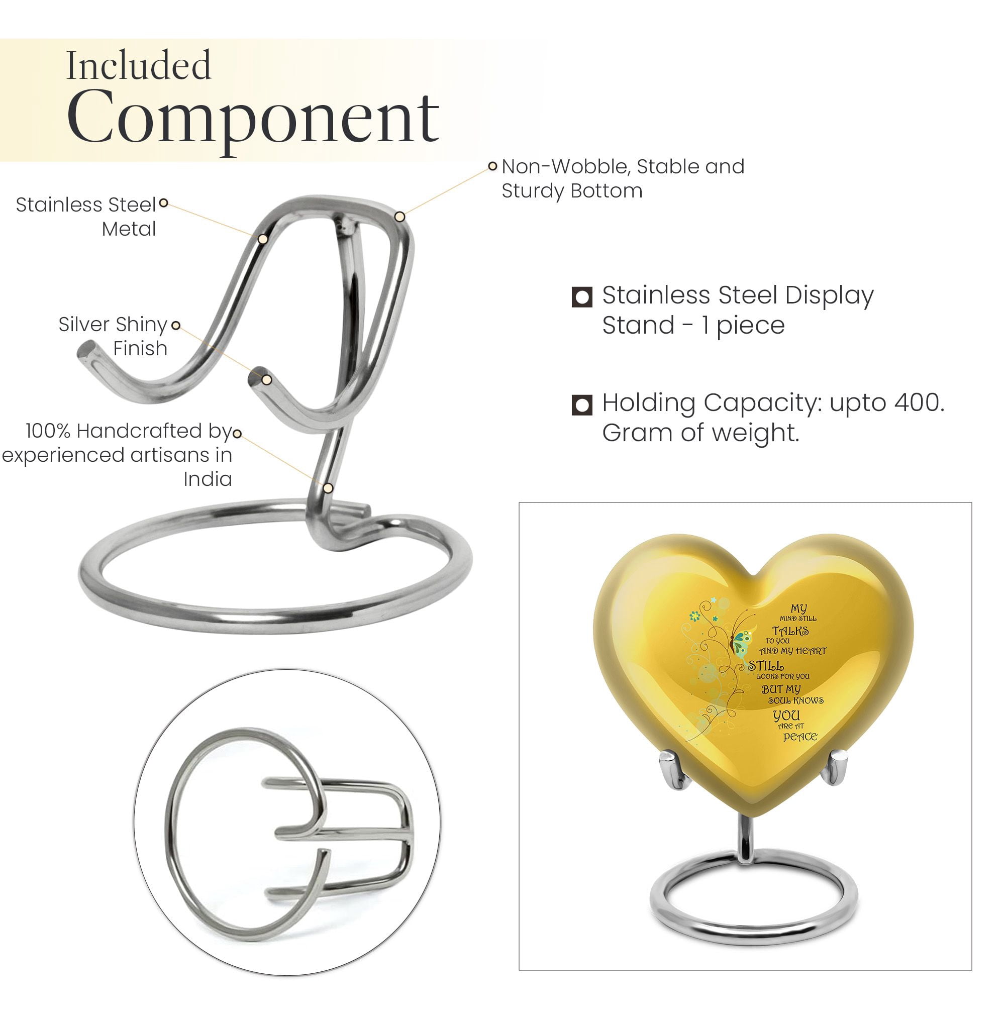 Beautiful Message On Yellow Urn Large Urns For Human Ashes Mom - Sophisticated Large Urn For Adult Female - Spacious Heart Urns 8 Inch
