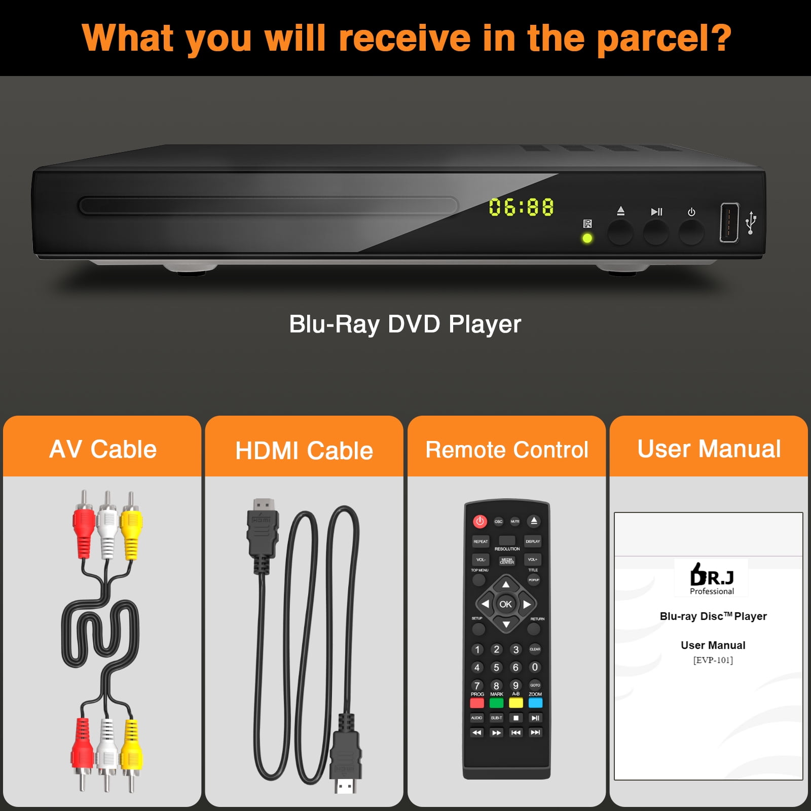 Blu Ray Player for TV 1080P Supported Blue Ray. DVD Players with