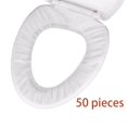 thumbnail image 1 of 50 almohadillas blancas desechables para asiento de inodoro, no tejidas, anillo de asiento de inodoro de viaje ordinario grueso independiente, asiento de inodoro brillar  Electrónica, 1 of 4