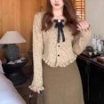 thumbnail image 4 of Suéter con nudo de lazo para mujer, cárdigan de punto con fragancia pequeña, Top corto irregular ajustado, moda de primavera y otoño 2024, 4 of 5