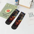 thumbnail image 5 of Salouo Starry Night Cat Guitarist Pattern Unisex Middle Tube Socks,Middle-Finger Knee High Socks Over The Calf Tube Stocking Crew Stockings for Women and Men Tube Socks, 5 of 8