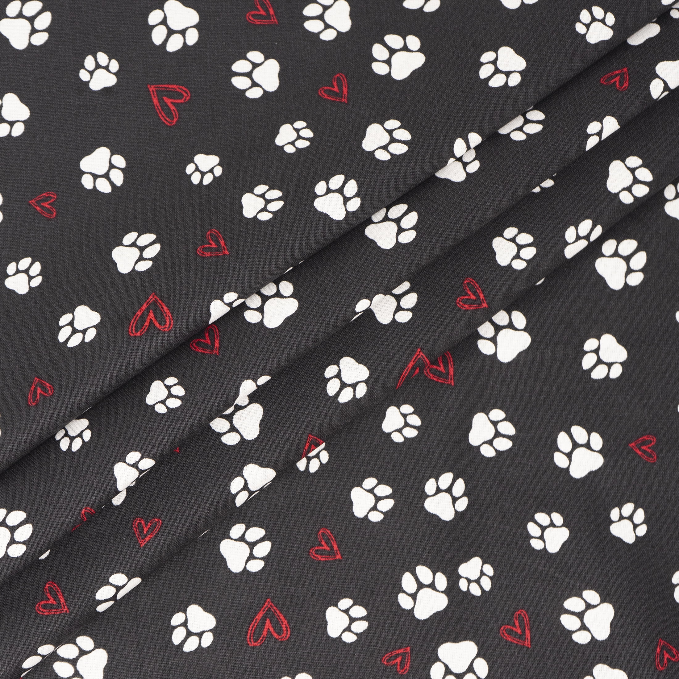(2 pack) Waverly Inspirations 1 Yard Cut 100% Cotton Prints Fabric Paw Love Onyx 44" Wide for Quilting & Sewing