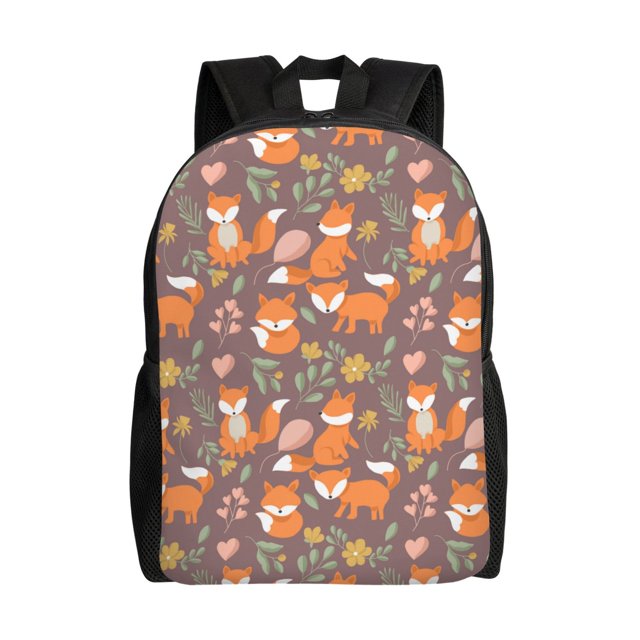 Lsque Cute Little Fox Travel Laptop Backpack, Business Slim Sturdy Laptops Backpack, Water Resistant College School Computer Bag Gift Fits 15.6 Inch Notebook