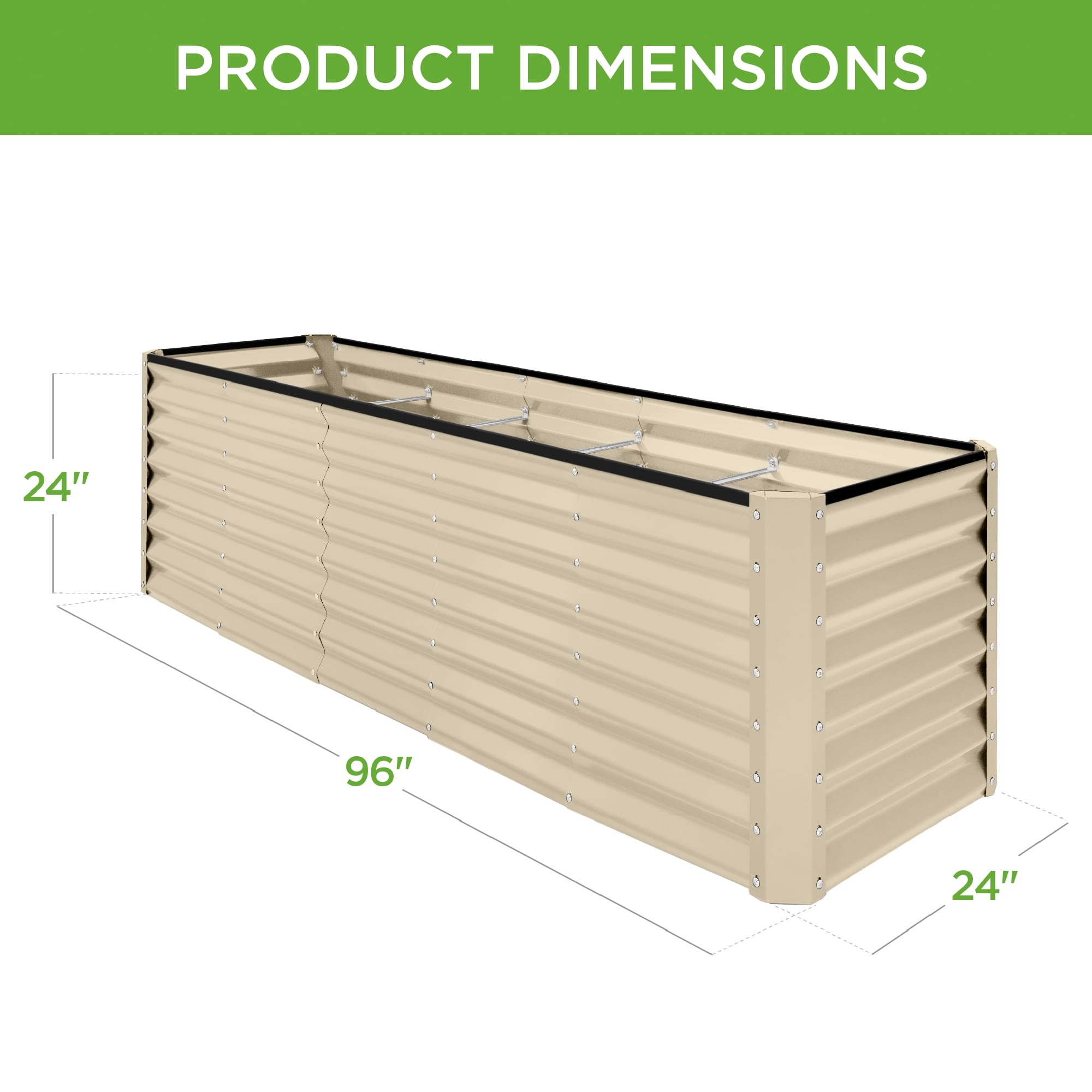 Best Choice Products 8x2x2ft Raised Metal Outdoor Garden Bed for Flowers Vegetables Herbs - Beige