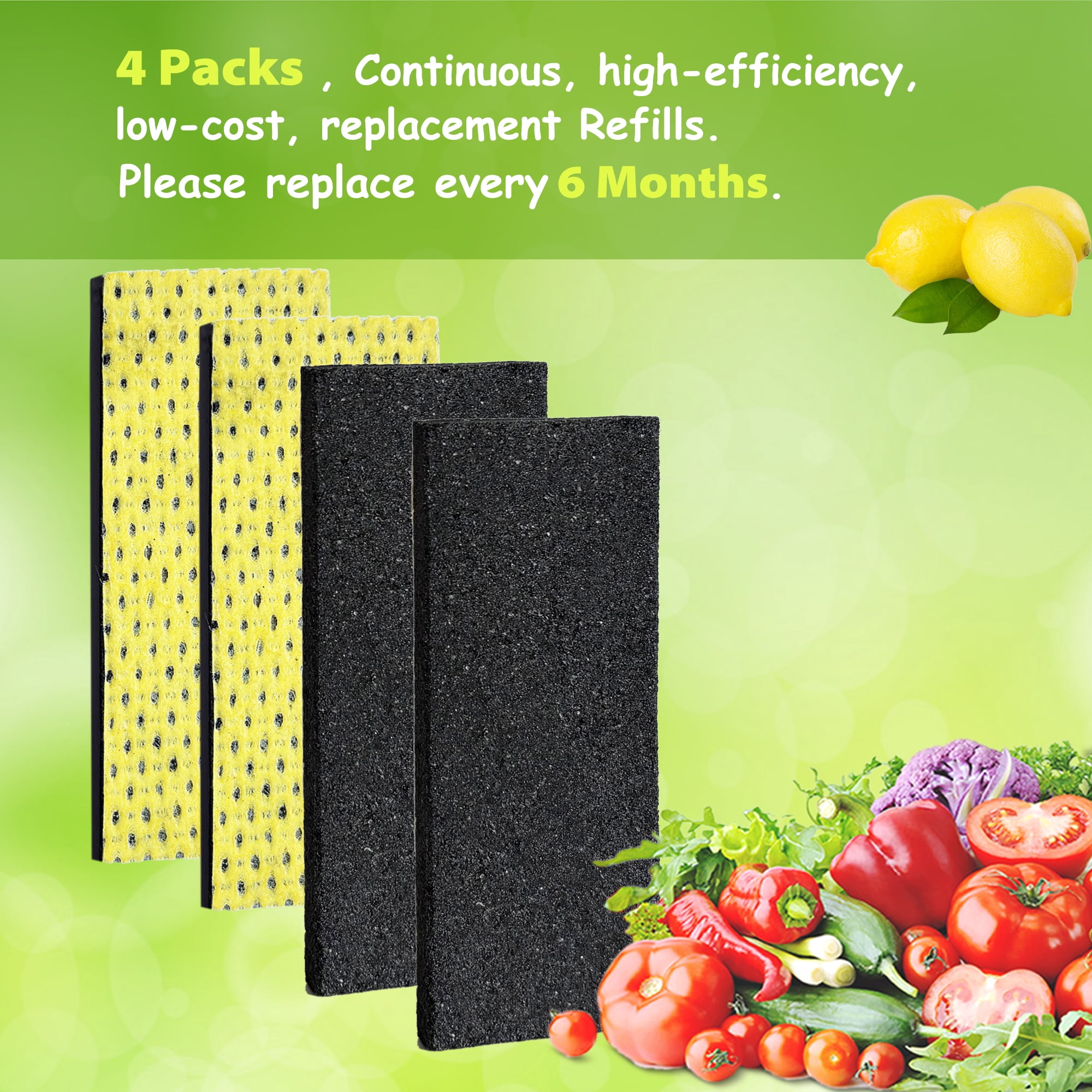 4 Pack Replacements for Frigidaire PureAir PK-2 Produce Keeper Plus FRPAPK2RF; Antioxidant Filter Compatible with CrispSeal Plus Gallery Models: GRMC2273BF, GRMC2273BD, GRMG2272BF, GRMC2273CF02