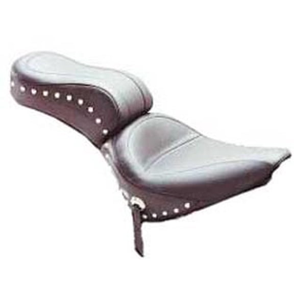 Mustang Original One-Piece Studded Motorcycle Seat, Black, Fits 84-99 Harley-Davidson FXST/FLSTC, Naugahyde Cover with Conchos (75303)