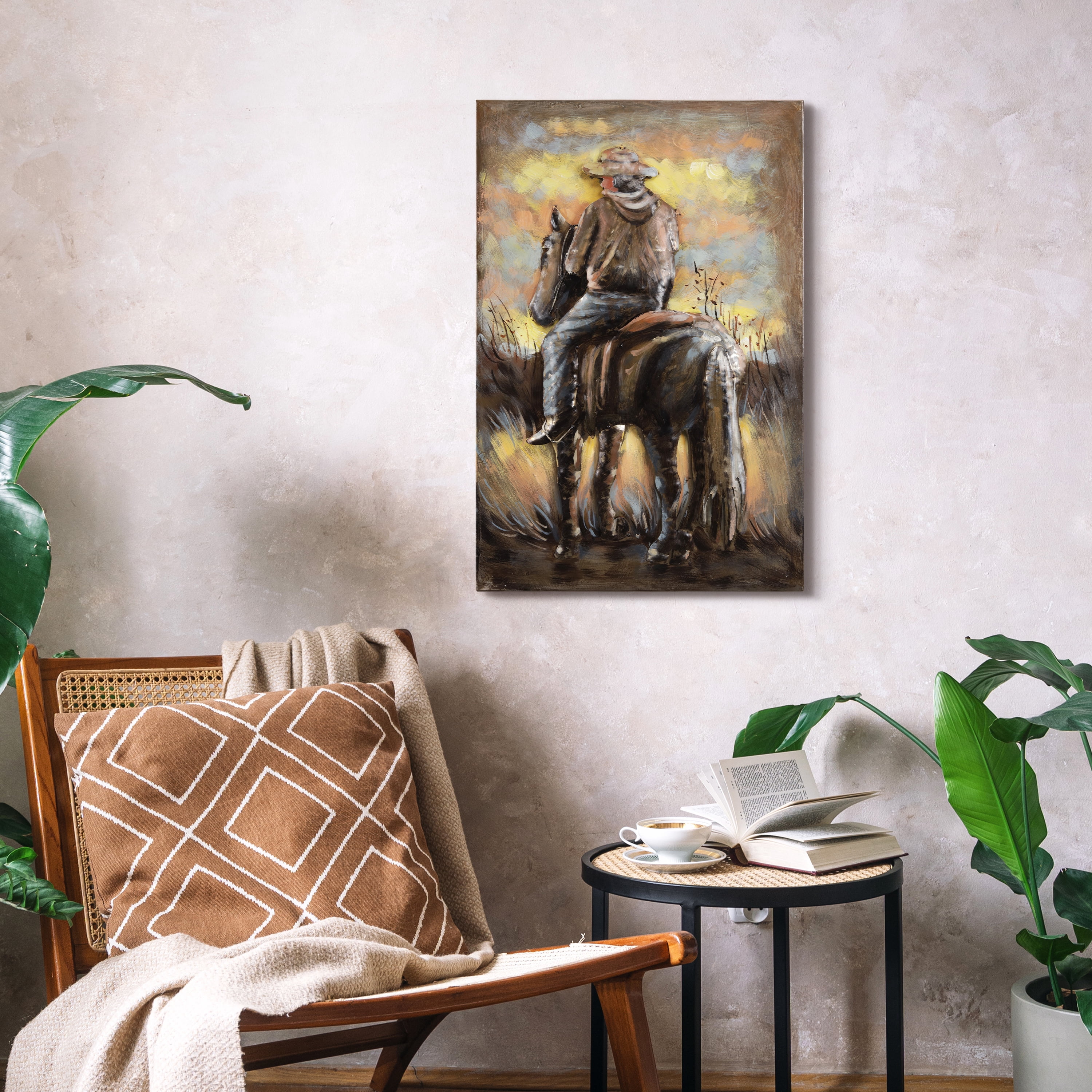 Empire Art Direct Cowboy Hand Painted 3D Metal Wall Art, 24" x 16" x 1.6", Ready to Hang