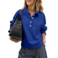 thumbnail image 3 of NominalSnug Women's Collared Sweatshirt Button Down Lightfleece Lined Loose Fit Long Sleeve Casual Pullover, 3 of 7