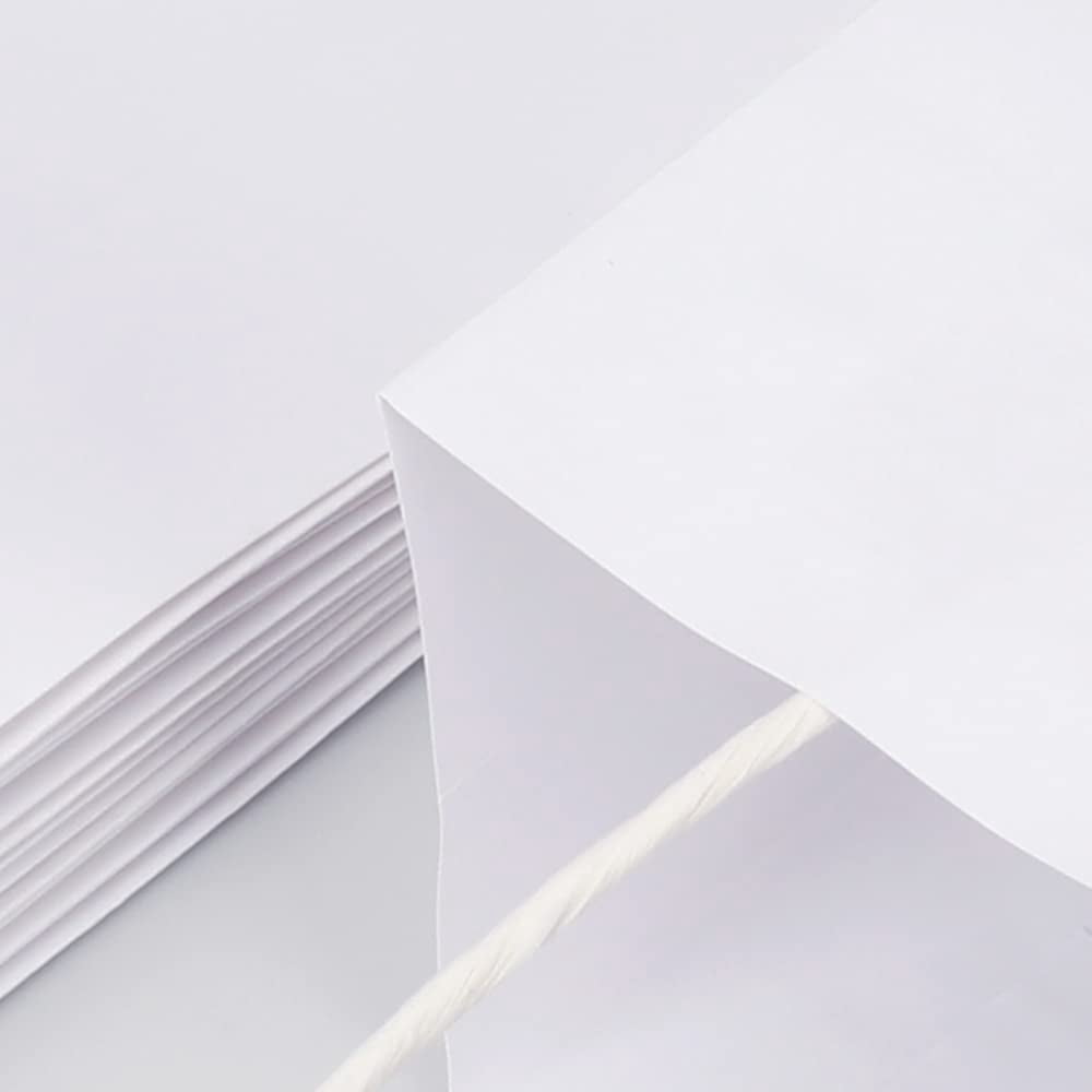 100pcs 5.25x3.25x8.25 Inch Small Plain Natural Paper Gift Bags with Handles Bulk, Kraft Bags for Birthday Party Favors Grocery Retail Shopping Business Goody Craft Bags Cub (White 100 Count)