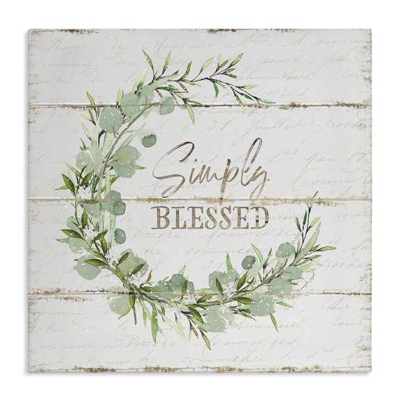 Stupell Industries Shabby Chic Simply Blessed Wreath Accent Canvas Art, 17 x 17, by Jennifer Pugh