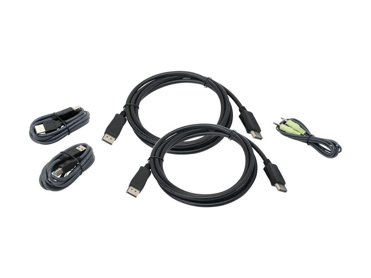 IOGEAR 6 Ft. Dual View DisplayPort, USB KVM Cable Kit with Audio (TAA) - 6 ft DisplayPort/Mini-phone/USB KVM Cable for KVM Switch, Desktop Computer, Notebook, Monitor, Keyboard, Mouse, Speaker - Fi...