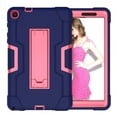 thumbnail image 5 of Case for Galaxy Tab A 10.1" 2019 SM-T510/T515, Kickstand Shockproof Kids Proof Case Heavy Duty High Impact Resistant Hybrid Three Layer Rugged Defender Full Body Protection Case, Blue+Rose, 5 of 7